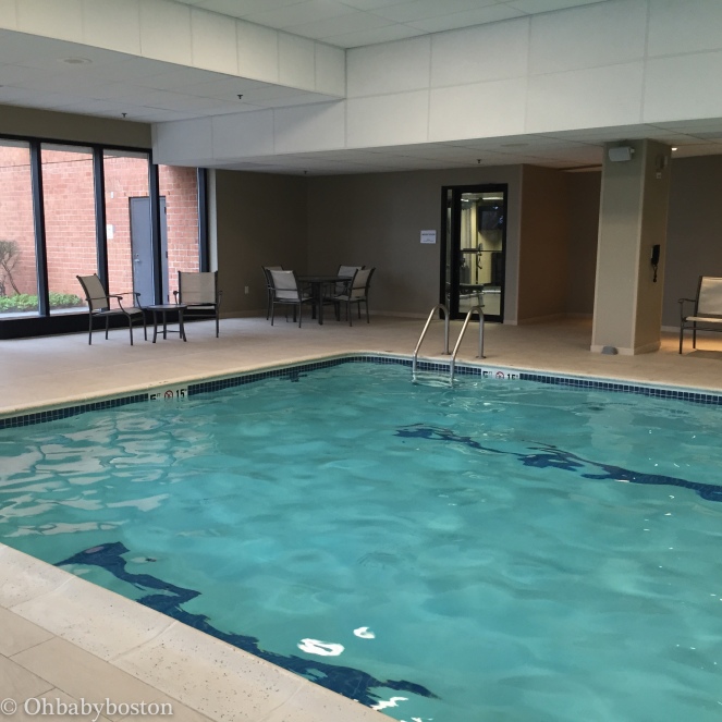 The pool is spacious and there is a gym and full locker room just off the pool area.